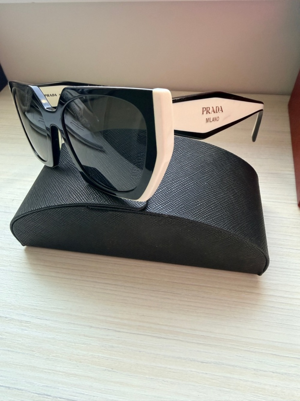 Prada Black and White Oversized Square Sunglasses